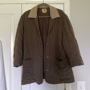 HERMES vintage quilted coat with corduroy collar